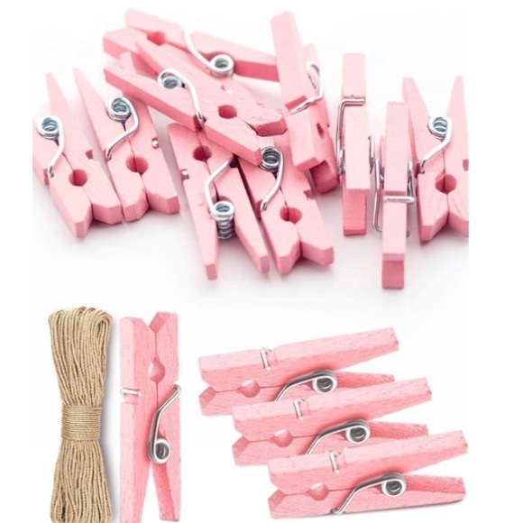 Small Wooden pink Clothespins clips - Picture 1 of 8
